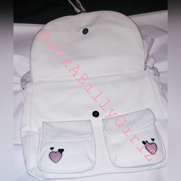 Sourpuss Nomad 1920's Kewpie Doll Baby Pink Bows Hearts Purse Vegan Leather Bag - Picture 6 of 15